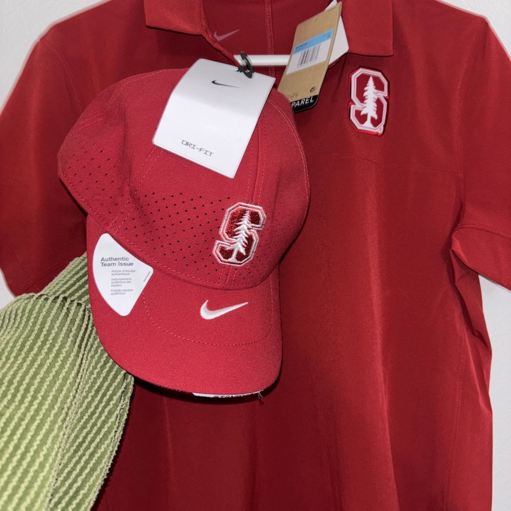 Nike Women Stanford University Cardinal Dri-Fit Woven Polo Size M NWT + Hat Cap - Picture 5 of 6